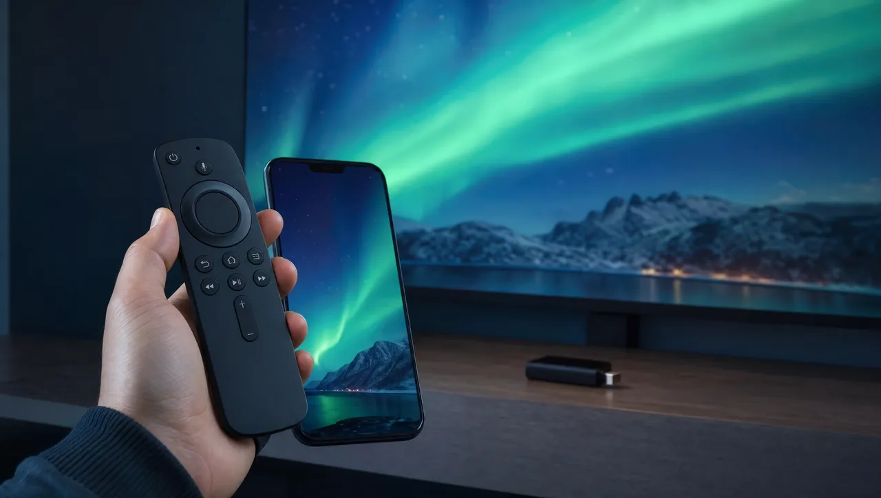 Mando frente a un televisor, que ilustra la instalación sencilla de España IPTV en Smart TV y Fire TV Stick